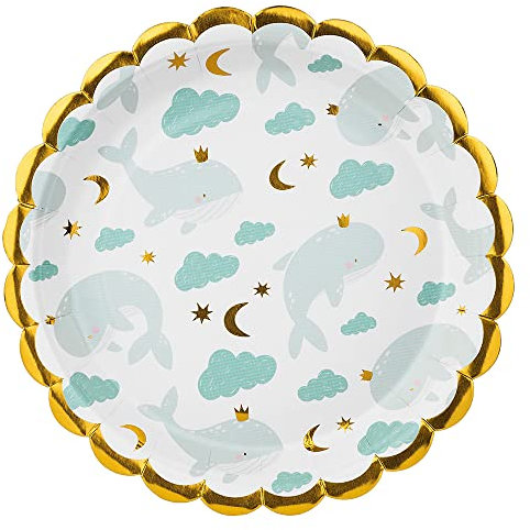 6 piatti di carta di pesce balena in azzurro 18 cm