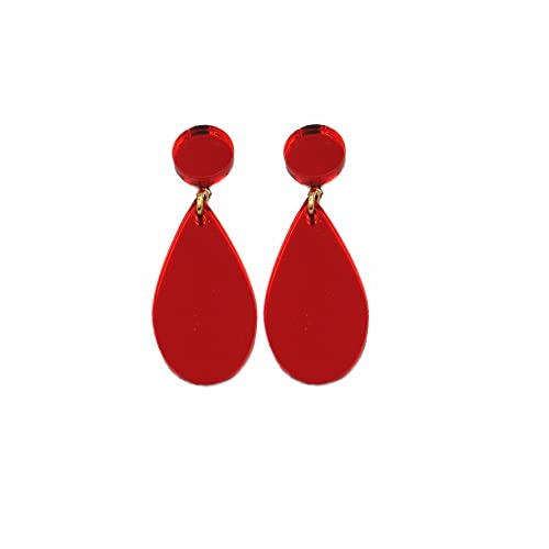Pendiente Metacrilato Espejo Lagrima (Rojo)