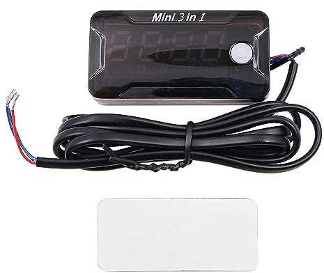 DollaTek Monitor batteria 3 in 1 Orologio digitale Misuratore di tensione e temperatura Testina voltmetro impermeabile a due fili per auto Moto Golf Cart RV Misuratore batteria (8-150V)