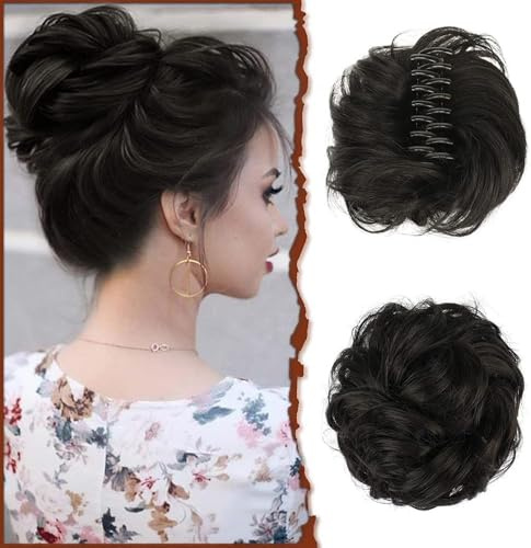 RPAEOY Chignon Messy Bun Posticcio Capelli Finti Elastico Clip Coda Capelli Ricci Sintetici Acconciatura Updo Voluminoso
