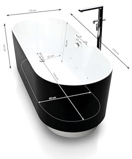 SPALINA UKIO Black Bulle - Bañera de hidromasaje en Isla L. 175 x l. 75 cm