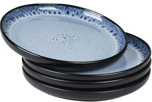 Greentainer Steingut Suppenteller Steingut Tiefe Teller Set für 4 Personen - Kratzfest Telle für Pasta, Brot, Vorspeisen,Für Spülmaschine,Mikrowelle