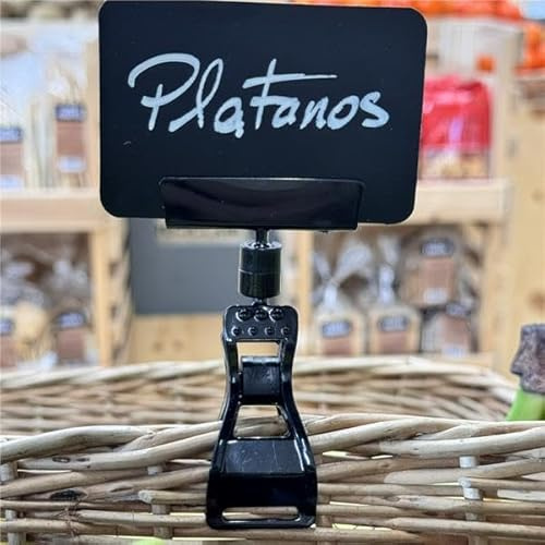 10 Pinzas Porta Precios Giratorias Negras – Portaprecios para Tienda Etiquetas, Soporte para Etiquetas, Porta Precios Tienda, Carteles para Precios, Pinza Precios, Porta Precios Negocios (Altura 96mm)