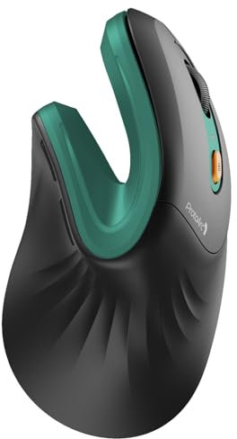 ProtoArc EM11 NL Ergonomische Vertikale Maus, Kabellos Aufladbar Mouse mit 3 Gerät (Bluetooth+Bluetooth+USB), Vertikal Funkmaus für Computer, iPad, Mac, Windows - Schwarz Grün