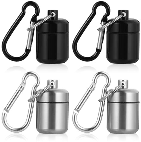 4 Stück Schlüsselanhängerbox,Tragbare Box für Ohrstöpsel Mini-Aufbewahrungsbox für Reisen und Outdoor Wandern Camping