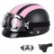 PAESCOY Motorradhelm Damen Herren Open Face Retro Halbschalenhelm DOT/ECE-Zertifizierter Mit Schutzbrillen Scooter Helm Jethelm Downhill Helm Mopedhelm Schutzhelm Für Cruiser Chopper,Pink-54~60CM