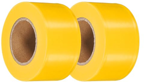 PATIKIL 2 Pacchi Nastro Segnaletico Fluorescente Giallo, 3.8 cm x 45 m Non Adesivo In PVC Neon Rotolo Per Marcatura Alberi, Sentieri