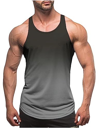 KOG Tank Top Herren Sport Tanktop Sommer Unterhemd Ärmelloses Tshirt Grafik Drucken T-Shirt Bequemes Baumwolle Shirt Gutscheine Jungen Top Gym Muskelshirts Junge Oberteile Angebote Schwarz L