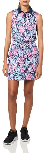 Stella Parker Women's Sleeveless Polo Dress – UPF 50+, Stretch Fabric, Elastic Waist with Tie, Starbrit, X-Large