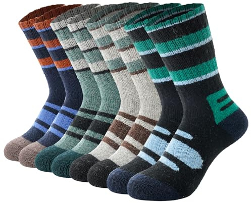 BONANGEL Kids Thermal Merino Wool Socks Thick Walking Cosy Socks Boys Girls Winter Warm Boot Cushion Crew Socks 4 Pairs for Outdoors, Hiking, Sports