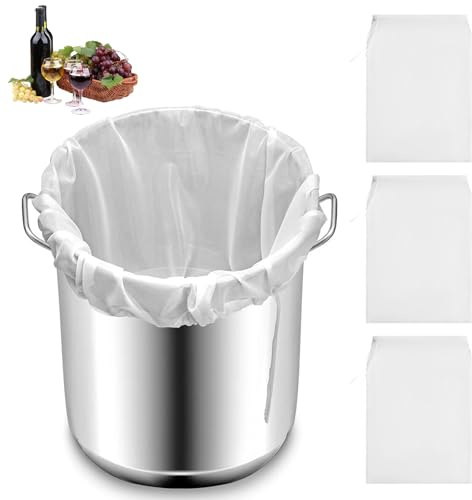 3 Piezas Bolsa de Leche Vegetal,60 x 45 cm Bolsas de Leche de Nueces,100 Mallas Colador Bebida Vegetal,Blanco Bolsas de Filtrada,Nailon Colador de Tela para Leches de Soja,Cerveza y Zumos de Frutas