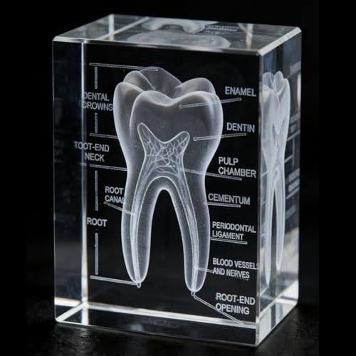 3D kristalltandmodell, anatomiska kristallmodeller, precisionetetsade 3D-tandmodeller, perfekt för tandläkare, tandmedicinstudenter, kontorsdekoration och unik gåva