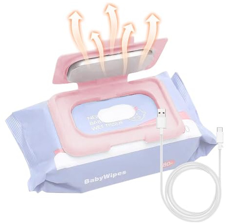 ZJchao Calentador de Toallitas, Calentador de Toallitas para Bebés ABS 5V USB de para Bebés Warmer con bajo Consumo de Energía para Mayor Eficiencia en Climas Fríos (PINK)