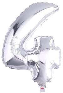 OISE ART STORE Trade Shop - Palloncino Numero 4 Gonfiabile Elio Argento 35 Cm Compleanno Festa Party Casa