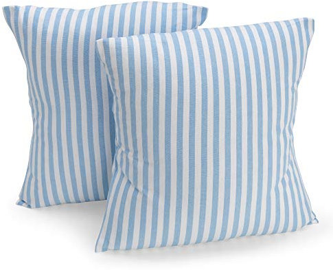 FILU Kissenbezug 40 x 40 cm 2er Pack (Farbe wählbar) Hellblau/Weiß gestreift - Kissenhülle, Kissen, Sofakissen, Dekokissen, Sitzkissen, 100% Baumwolle, Deko für jeden Raum, Garten und Terrasse