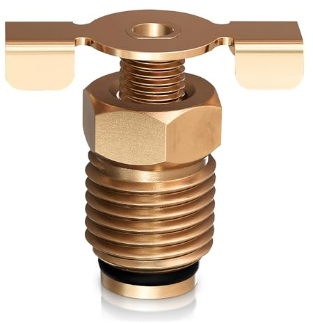 Air Compressor Drain Valve 1/4 - Moisture Drain Petcock, NPT Male Solid Brass Air Valve, Rust Resistant, Durable, Hand-Turn Handle, Easy to Install Replacement for Water Tanks, Air Tanks, Compressors