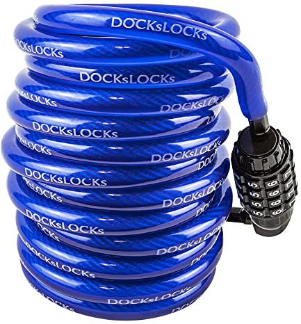 DocksLocks Weatherproof Coiled Resettable Combination Bike Cable Lock, 20ft