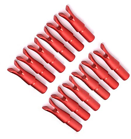 ACCMOS 6/12 STK Bogenschießen Aluminiumlegierung Pfeilnock Einsetzen, Fit ID 6,2 mm Pfeilschaft Compoundbogen Recurvebogen Jagd Schießen Zubehör für Pfeile (12pcs, red)