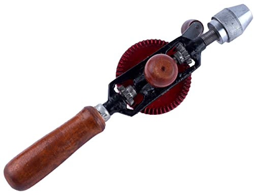 BAUSTER® Handbohrmaschine mit Holzgriff, Leistungsstark Spannfutter Stahlguss Handbohrer für Holz Kunststoff Acryl Leiterplatte Stanzen, Robuster Bohrer