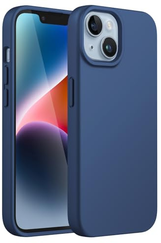 JETech Coque Silicone pour iPhone 14 6,1 Pouces, Protection Complète du Corps au Toucher Soyeux, Étui Housse Anti-Chocs Doublure Douce en Tissu Microfibre (Bleu Cobalt)