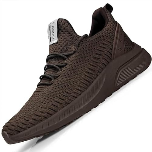Feethit Sneaker Unisex-Vuxen Löpning Skor Andas Mesh Sport Platform, Brun, 40 EU