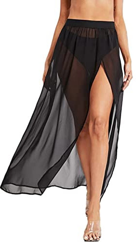 ORANDESIGNE Damen Mode Streetwear Transparent Rock Party Clubwear Unterkleid Bikini Cover up H Schwarz M