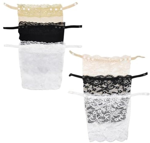 SKHAOVS 6 Pcs Dame Dentelle A Clipser Faux Camisole Soutien-Gorge Insérer Recouvrir Modestie Panneau Gilet,Cache décolleté,Haut Imitation Caraco Bandeau en Dentelle Cache-décolleté (3 Couleurs)