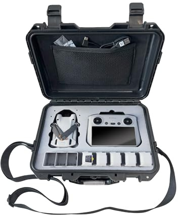 INNVO Drohnen-Tragetasche für die DJI Mini 3/4 Pro– wasserdichtes Hartkunststoffgehäuse zur Aufbewahrung und zum Schutz Ihrer Drohne und Zubehörteile, Hartschalenkoffer mit Schultergurt 36x29x11,5cm