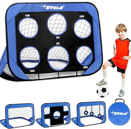 SYXLS Football Goals for Kids, Kids Soccer Goal 4-in-1 Portable Detachable Multi Purpose Soccer Training Equipment for Indoor Outdoor with Carry Bag, Boys Girls Gifts for 6-12 Year Olds