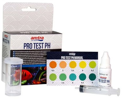 Amtra Pro Test PH - Test PH pour Aquariums, contrôle qualité Facile et Rapide, pour Eau Douce et salée, avec échelle de référence, jusqu'à 130 Tests