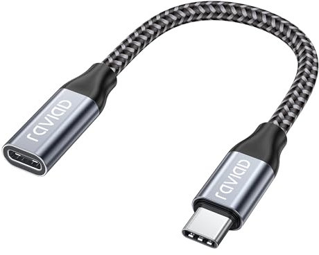 RAVIAD Cable alargador USB-C 50 cm, soporta 10 Gbps/100 W y 4K @ 60 Hz, compatible con iPhone 15 Pro Max, MacBook Pro, Pad Pro, XPS 15, Galaxy S24/S23