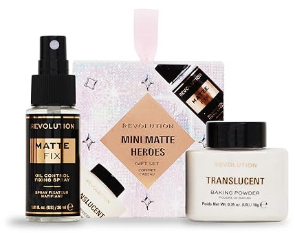 Revolution Beauty Mini Matte Heroes Makeup Gift Set, Mini Kit of Matte Fixing Spray & Translucent Baking Powder, Vegan & Cruelty-Free