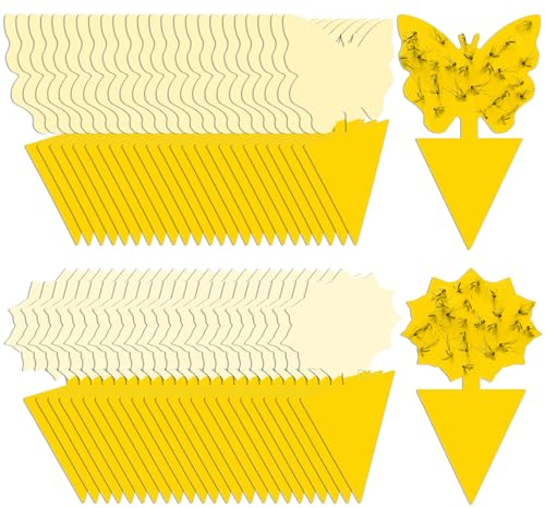 Santme 50 Pièges Anti Moucheron Plante, Attrape Mouche De Plantes Pièges à Insectes Mouche Cuisine Double Face Autocollants Colle Protection des Plantes Fleur Fruits Anti Moucheron Plante