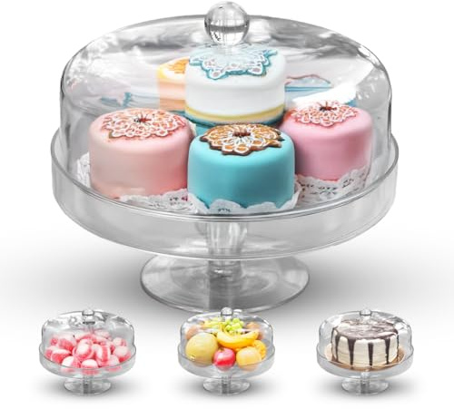 Soporte acrílico multifuncional para tartas, plato cubierto elegante de Panera de Vidrio Cristal, 8 x