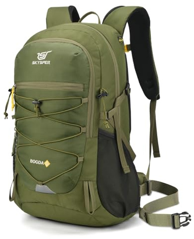 SKYSPER Wanderrucksack 25L, Klein Rucksack mit Rückenbelüftung aus atmungsaktivem 3D Air Mesh Tagesrucksäcke mit Regenschutz für Wandern Outdoor