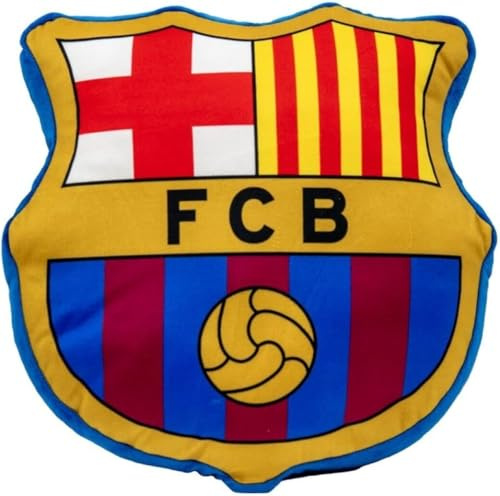FC Barcelona Cojín 35x35 cm de Terciopelo Suave con Relleno de Fibra Hueca Siliconada – Decorativo, Cómodo y Resistente para Sofá o Cama