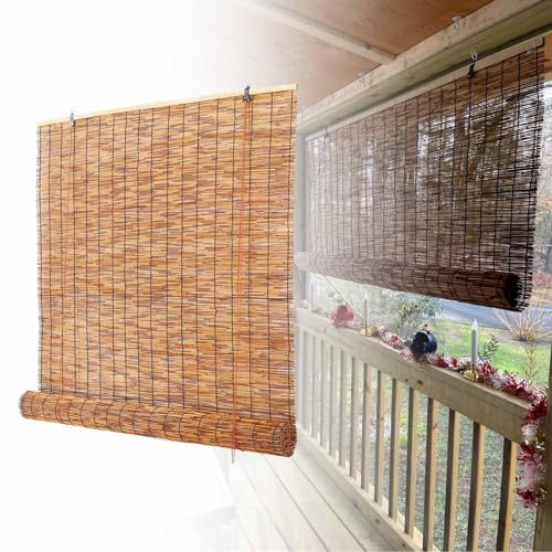 Generico Tende in bambù per Esterno Avvolgibile Senza Buchi alla Finestra Tapparelle Avvolgibili in bambù Naturale per Cucina Terrazza Portico Gazebo(W120xH120cm)