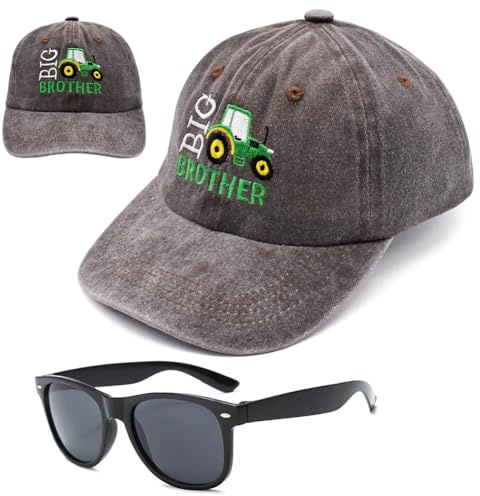 FCXVXCL Tractor Cappellino Baseball, 2pcs Cappello con Occhiali da Sole Bambino Cappello Baseball Regolabile Occhiali da Sole Bambini Protezione UV Berretto per Bambini 3-8 Years Old
