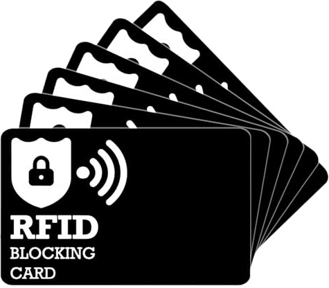 6Pcs RFID Blocking Card,Ultra Thin Black Credit Card Protector,Anti Theft Blocker,RFID Cards Safecard for Men & Women,Contactless Protection for Wallet,Bankcards Debit Credit Card Protector