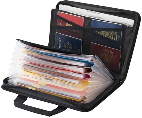 VEVOR Sac à documents ignifuge 1000 °C, porte-documents anti-feu multicouche portable, pochette de rangement ignifuge et étanche pour fichiers importants, dossiers, passeports, pour bureau, voyage