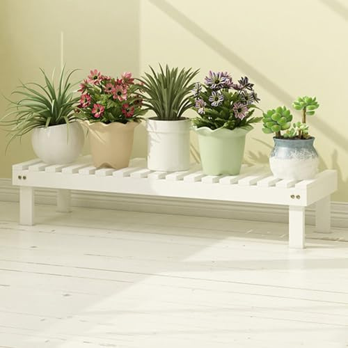 Växtställ – Blomkrukuställning för inomhusbruk och utomhusbruk, lång bänk i ett lager för vardagsrum, balkong, hall, entré, förvaringshylla i trä(White,78 * 25 * 15cm)