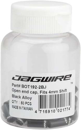 Jagwire End Caps Open - 4mm Shift - Black - Alloy (50pcs) - WS - Transmisión para Bicicletas, Color Negro, Talla 4mm