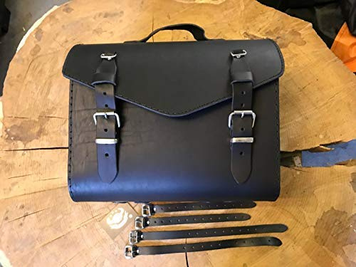 ORLETANOS Bruno Black Gepäckkoffer kompatibel mit Roller Sissybar Trike V-Rod Vespa HD Neu Loki Rolle Gepäckrolle Quad Gepäck Werkzeugtasche Satteltasche Lederkoffer Harley Davidson HD Tasche Leder