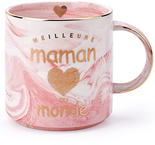 OGEEON Idee Cadeau Noel Original Mug Cadeau Anniversaire Femme Personnalisé Meilleure Maman du Monde Tasse Femme Noel