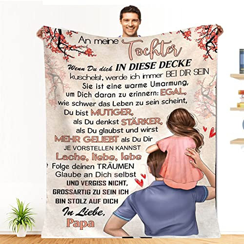 Personalisierte Kuscheldecke an Meine Tochter Von Papa, Super Weiche Decke, Geschenk von Vater an die Tochter Luftpost Decke Positiv Ermutigen Sie Ihre Mädchen Geburtstag Geschenke 150x200cm