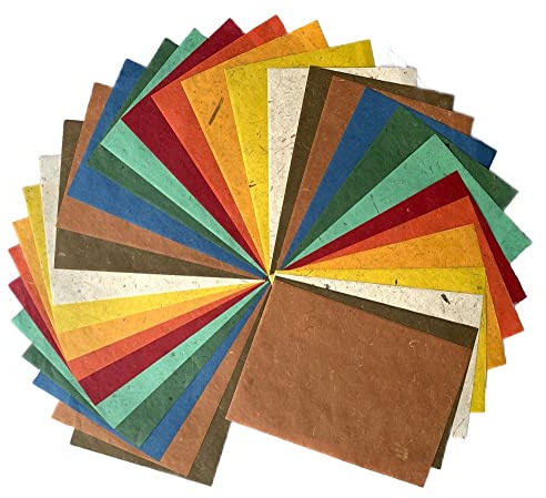 Lot de 50 feuilles A4 en fibre naturelle de mûrier - Feuilles de papier washi - Pour travaux manuels, origami, fabrication de cartes, loisirs créatifs (fibre naturelle écorce de banane)