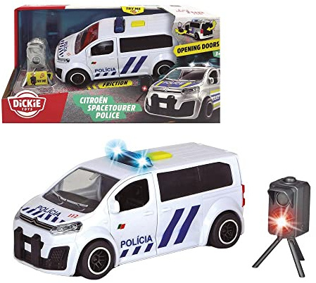Dickie Toys Simba 203713015SI3 Citroën Polizia Portogallo PSP Van 15 cm Compreso Radar, Luce e Suono Policía SOS Port FURG RAD