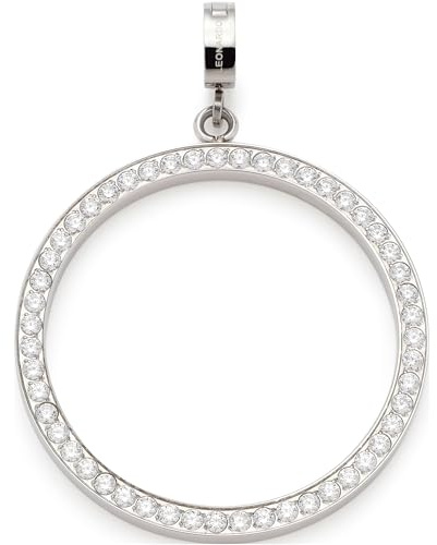 JEWELS BY LEONARDO Anhänger Clip & Mix Elin • Ketten-Anhänger aus silberfarbenem Edelstahl • offener Ring mit gefassten Zirkonia-Steinchen • Clip M (4,8 mm Ø) • Schmuck Geschenk für Frauen • 023600