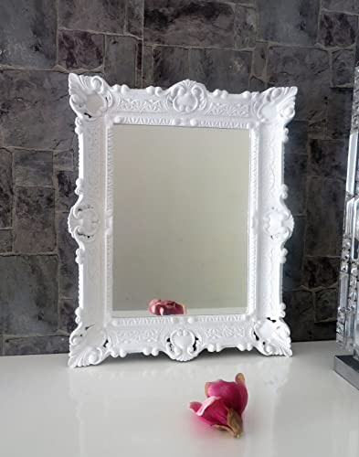 Pintici Bildram med skyddsglas barockhängande ram barockram 57 x 47 cm shabby, ungdomsstil antik spegelram (vit + glasruta)