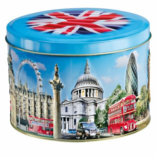 London Landmarks English Toffee Confectionery Tin – Luxury UK-Made Caramel Flavour Sweets Gift Set for Christmas, Birthday, Mothers or Fathers Day, Anniversary – H9 x 13cm Diameter